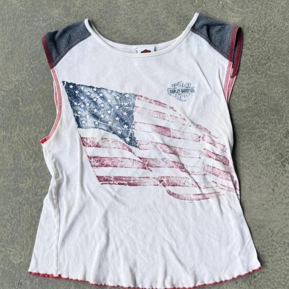 Y2K Harley-Davidson American Flag tank Top Size 2X